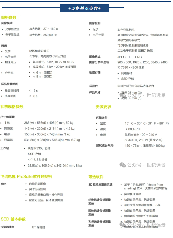 掃描電鏡參數(shù)